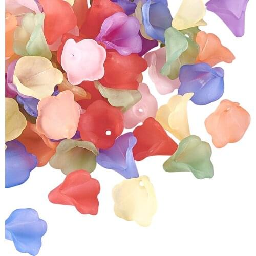 100pcs Transparent Frosted Acrylic Beads Dyed Flower Mixed Color 9~10mm for Necklace Earring Jewelry Making