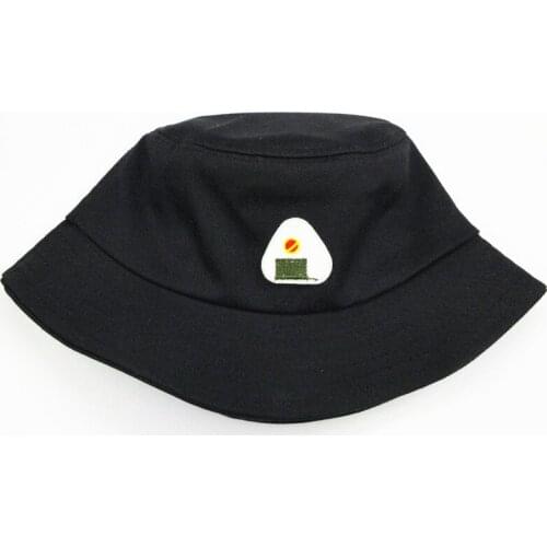 2021 Rice Balls Embroidery Cotton Bucket Hat Fisherman Hat Outdoor Travel Sun Cap Hats for Men and Women 106