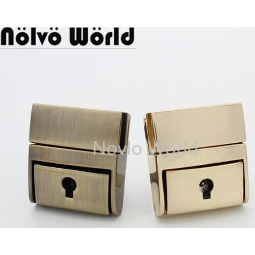 5-20 pieces 2 Colors 30X33mm New product Metal Rectangle Key Lock Push lock Man Shoulder bags Closured Purses Accessories