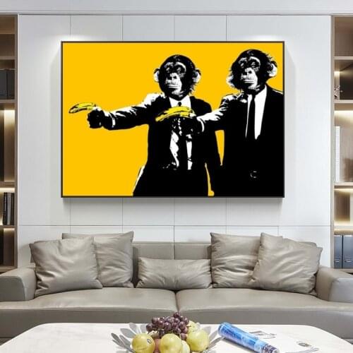 Abstract Funny Monkeys Canvas Paintings On The Wall Posters And Prints Animals Art Pictures For Kids Room Wall Decor Cuadros