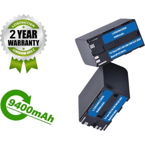 LOSONCOER Battery 9400mAh BP-975 BP975 For Canon EOS C100 C300 C500 XLH1 XHG1 XHA1 XL2 XM2 ES420V ES75 ES8200V Vistura XF205