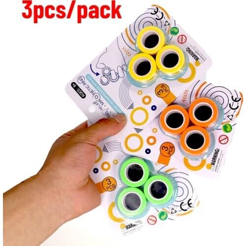 Anti-Stress Finger Magnetic Rings Kids Decompression Fingertip Toys Magic Ring Props For Autism ADHD Anxiety Relief