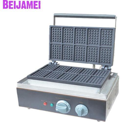 BEIJAMEI 110V 220V single heating plate square shape electric waffle baker machine Commercial belgian waffle maker machine