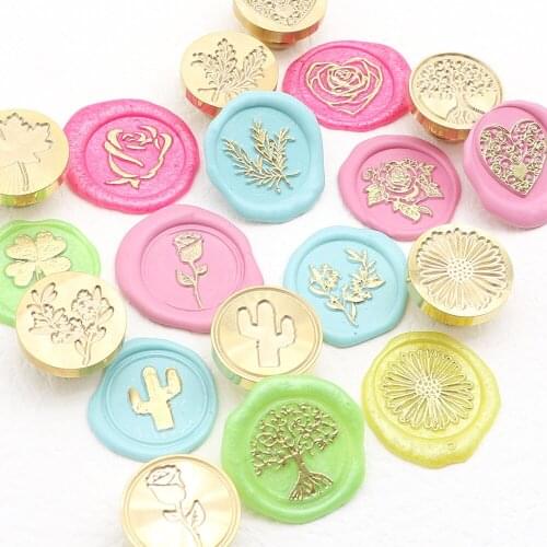 Rose Love Flowers Tree Cactus Seal Head Replaceable Wax Seal Stamp Retro Antique Scrapbook Stamp Festival Craft Wedding Decor