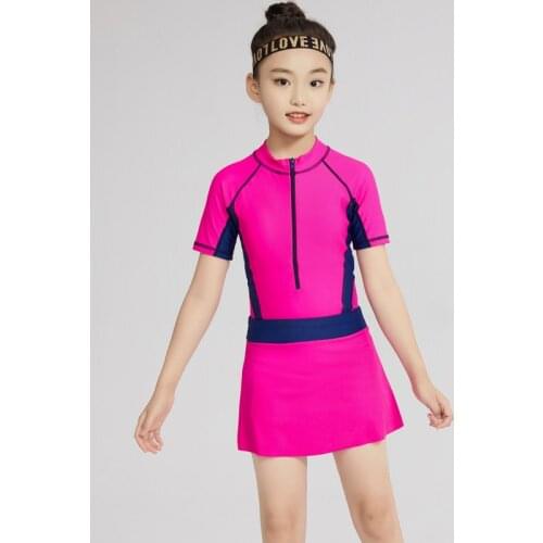 Front Zipper Children One-Piece Suits With Removable Skirt Swiming Suit For Kids Girls Bathing Suits Bademode Kinder Beachwear