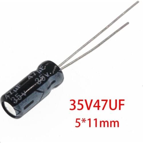50PCS Higt quality 35V47UF 5*11mm 47UF 35V 5*11 Electrolytic capacitor
