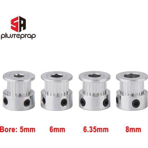 GT2 20 Teeth Timing Pulley Bore 5mm 6mm 6.35mm 8mm Shaft Alumium Pulley for 6mm Belt 3D Printer Parts