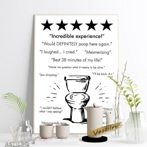 Humor Spoof Toilet Five Star Rating Art Prints Poster Restroom Sign Wall Picture Bathroom Good Reputation Slogan Wall Art Decor