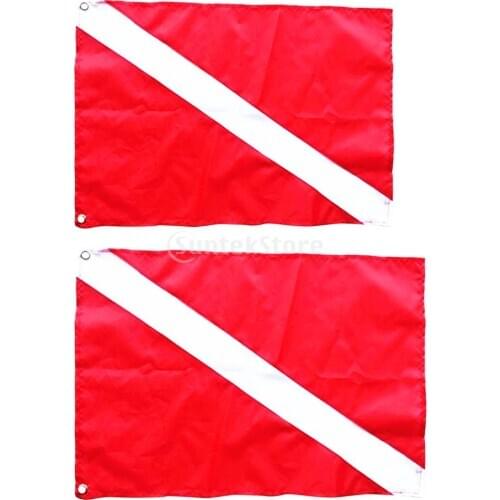 2Pcs Large & Small Scuba Diving Diver Down Flag Safety Signal Marker Banner Kayak Boat Flag Warning Tool
