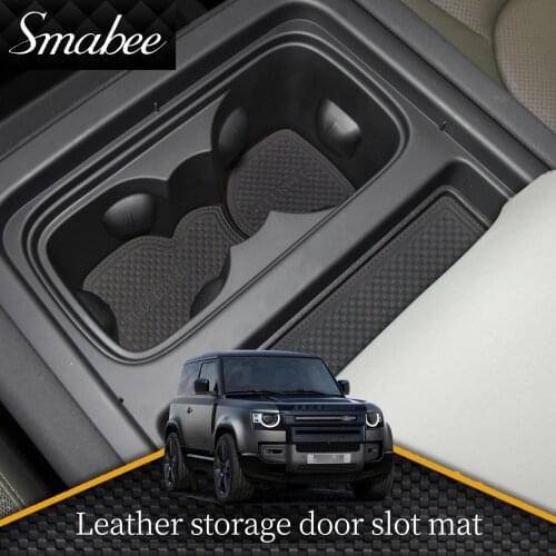 SMABEE Cortex Gate Slot Mat Fit for Land Rover Defender 2020 - 2022 Leather Door Groove Pad Car Cup Holder Interior Accessories