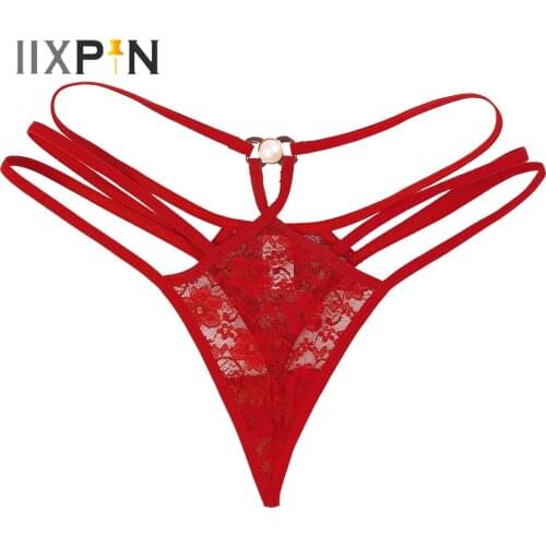 Lace Underwear Womens Panties Flower Pattern Sheer Sexy Underpants T-back Hollow Out Strappy Briefs Low Waist Lingerie Panties