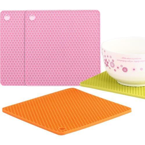 Square Heat Resistant Table Mat Silicone Mat Drink Cup Coasters Non-slip Pot Holder Table Placemat Kitchen Accessories