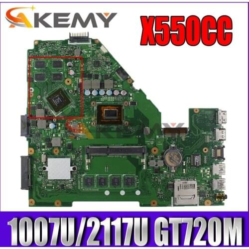Akemy X550CC Laptop motherboard for ASUS X550CC A550C X550CL R510C original mainboard 4GB-RAM 1007U/2117U CPU GT720M