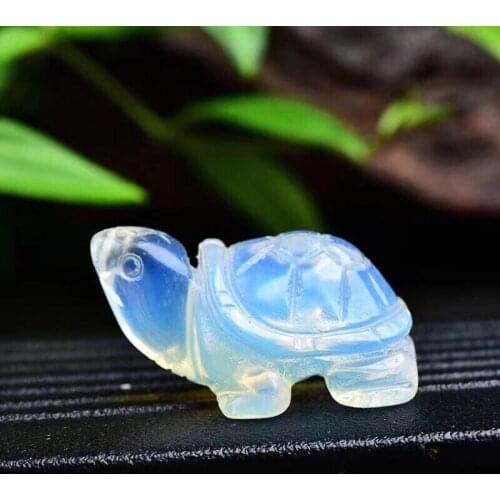 Cute Natural Stone Opal Crystal Hand Made Carved Tortoise Crystal Turtle Fashion Carved Craft Animal Figurine Gifts