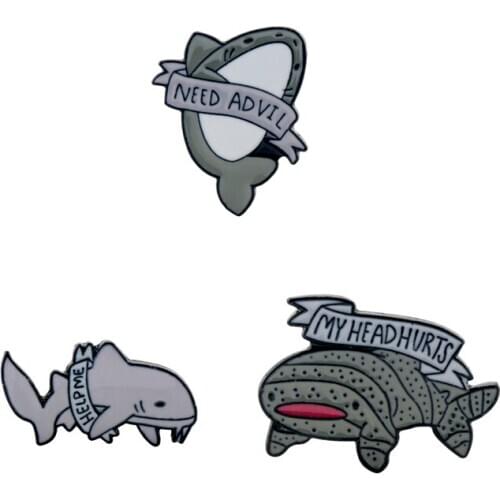 Cute Sea Animals Enamel Pin Shark Killer Whale Clothes Shirt Jeans Brooch Badge Charm Pins Metal Brooches for Women