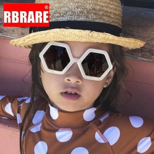 RBRARE Lovely Hexagon Child Sunglasses Candy Color Personality Round Sunglasses Baby Anti-UV Glasses Cute Wild Concave Shape