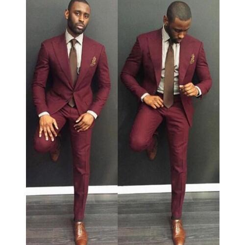 Classic Style Men Suits Slim Fit 2 Pieces Groom Tuxedos Groomsman Wear Wedding Prom Suit Dress Suit For Men