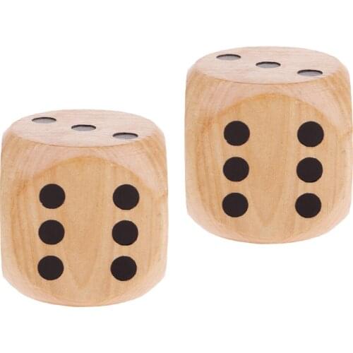2x Large 5cm Wooden D6 Dice Set for DND RPG Math Teaching Table Board Games Wood