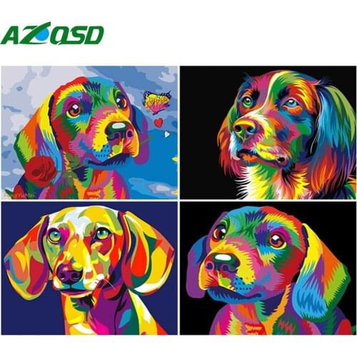 AZQSD DIY Paint By Number Colorful Dog Drawing On Canvas Painting By Numbers Abstract Animal Kits Handpainted Unique Gifts