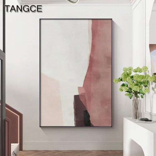 Nordic Pink Color Block Wall Art Canvas Painting Abstract Fashion Posters N Prints Wall Pictures for Living Room Girl Room Decor