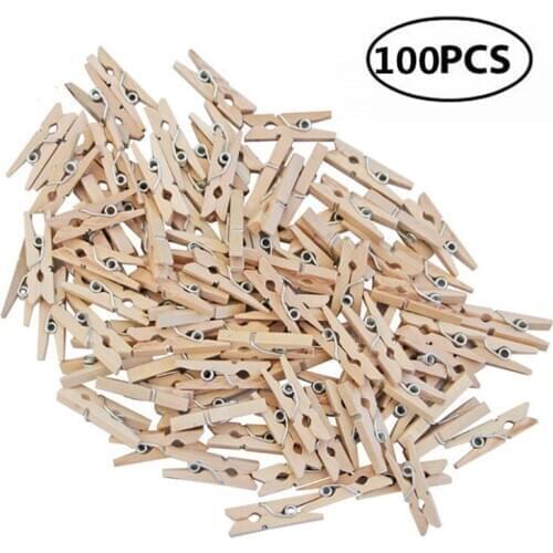 100pcs 4.5*0.7cm Natural Clothespins Craft Boutique, Wood, 100 Per Pack, Wooden Pins for Scrapbooking Wood Crafts