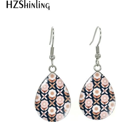 2021 New Classical Folk Scandinavian Floral Design Patterns Handcraft Jewelry Tear Drop Fish Hook Earrings