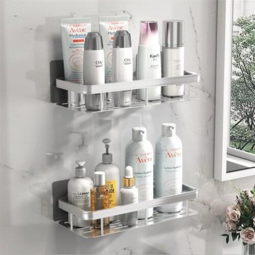 Bathroom Shelf Space Aluminum Shampoo Shower Gel Storage Basket Wall Mounted Rack