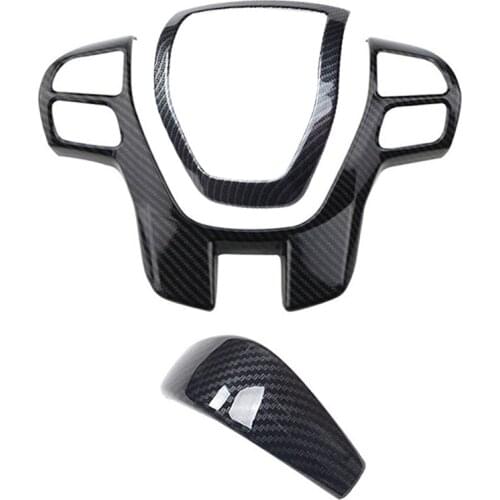 Carbon Fiber Steering Wheel Trim & Gear Shift Cover Frame Decorator Horn Sticker for Ford Ranger Everest Endeavour 2015