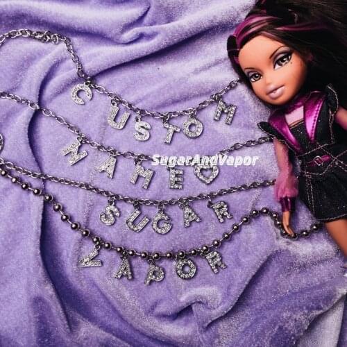 European and American Style Ins Soil Cool Rhinestone Letter Necklace Punk Dark Personality Necklace