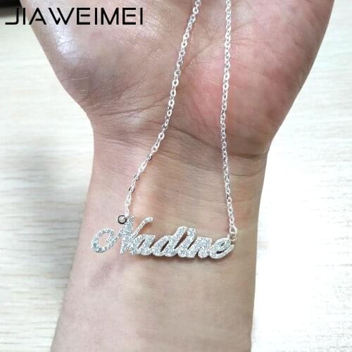 Personalized Diamond Name Necklace 925 Sterling Silver Choker with Full Zircon Custom Intital Letter Pendant Women Jewelry Gifts