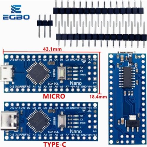 Type-C / Micro USB CH340 Nano 3.0 ATmega328P Controller Board Compatible For Arduino Nano CH340 USB Driver Nano V3.0 ATmega328
