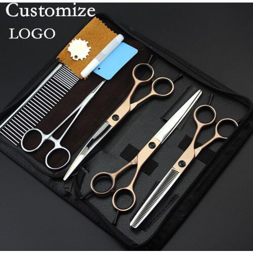 Customize 5 kit professional japan Pet 7 inch shears dog grooming hair scissors thinning cutting barber hairdressing scissors