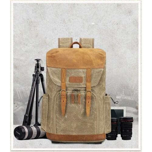 Professional outdoor photography backpack can carry tripod waxed canvas SLR camera cushioning backpack