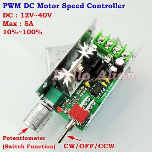 DC 12V 18V 24V 36V 5A PWM DC Motor Speed Regulator Controller Reversible Switch