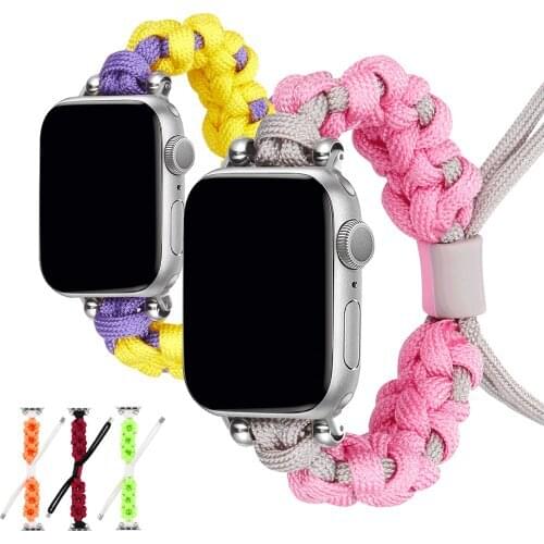 New Nylon Braided for Apple Watch Band 40mm 38mm 44m 42mm Watch Band for Apple Watch Series 6 5 4 3 2 SE Woven Straps Bracelet