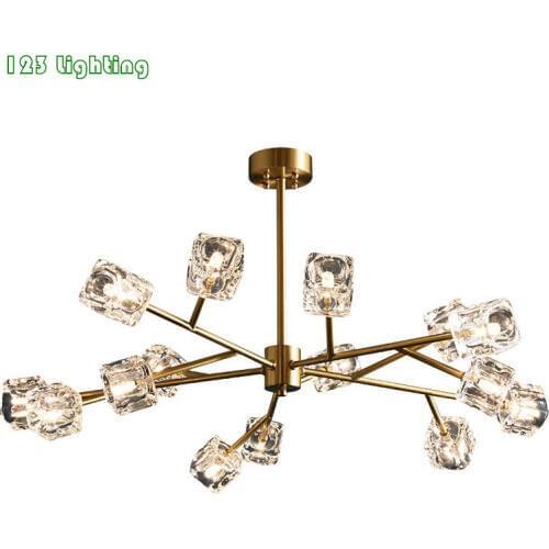 Nordic Clear Crystal Living room Hall LED Pendant Lamp Restaurant Bedroom Chandeliers Lighting Home Deco Loft Hanglamp Gold