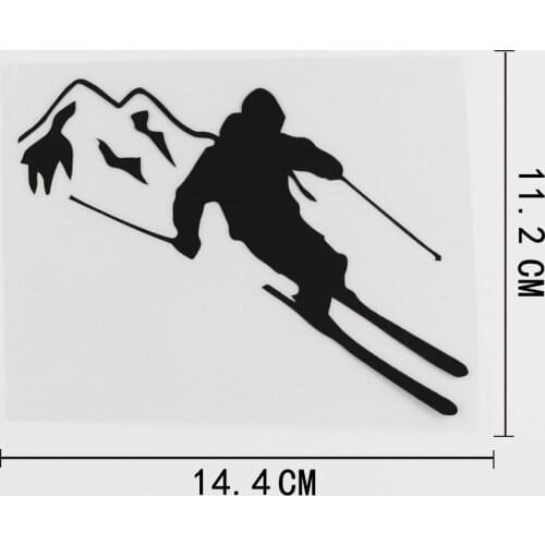 14.4CMX11.2CM Skiing Man Extreme Sport Mountain Winter Decal Vinyl Car Sticker Black/Silver 8A-0341