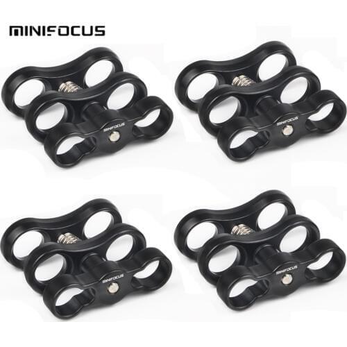 4 PCS x 1" Inch Standard Ball Clamp Butterfly Clip for the Double 1" Ball Mount Connector Underwater Diving Light Arm System