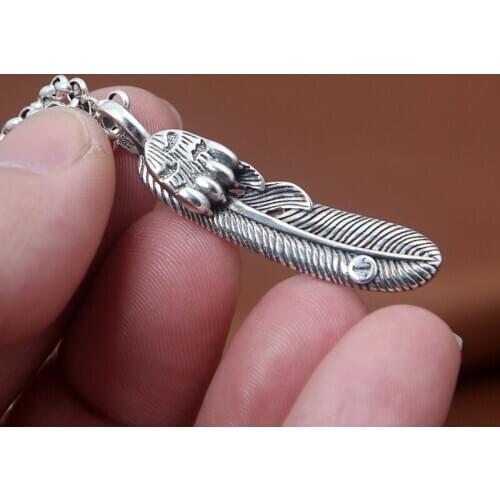 S925 Sterling Silver Jewelry Retro Thai Silver Takahashi Goro Handmade Male And Female Cats Paw Feathers Pendants