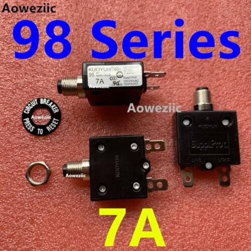 2Pcs KUOYUH 98 Series 7A Thermal overcurrent overload protector Manual reset Switch fuse Leakage switch Circuit breaker 125/250V