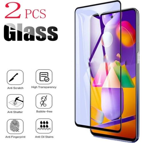 2PCS For Samsung Galaxy M31s Screen Protector Case Full Glue Tempered Glass Protective Cover On GalaxyM31s SM-M317F
