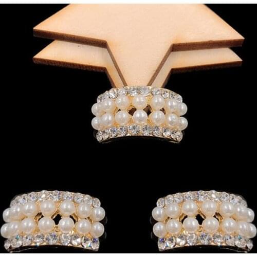 10PCS/Lot Pearl Diamond Rhinestone Flatback Gem Button DIY Clothing Applique Metal Flatback Wedding Embellishment Jewelry Craft