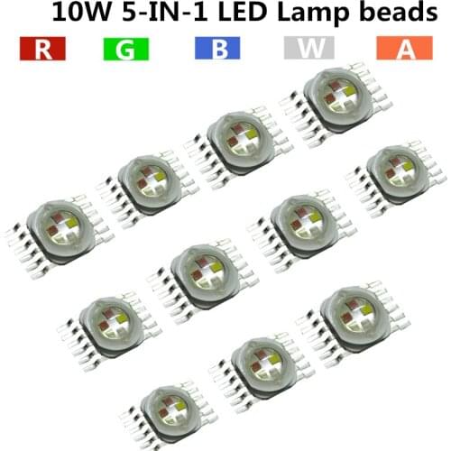 10pcs / RGBWA 5IN1 led lamp beads stage lighting led diode special LED light bead