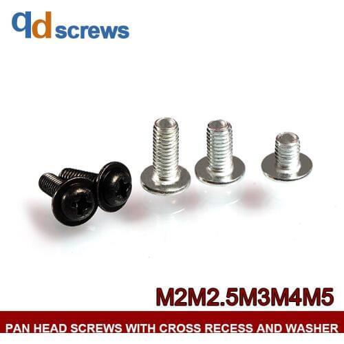 4.8 M2M2.5M3M4M5 Pan head screws with cross recess and washer Phillip cross round head with gasket cushion screw DIN967