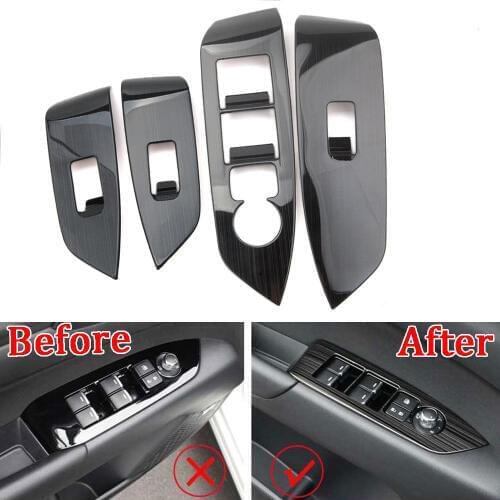 Fit For Mazda CX-5 CX5 2017-2018 4pcs Black Titanium Window Lift Switch Panel Cover Trim Decorative Styling Accessories