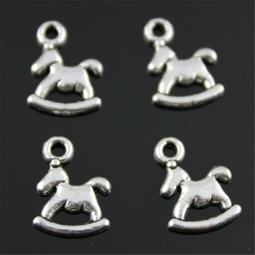 40pcs 13x10mm Antique Silver Color Rocking Horse Charm DIY Trojan Horse Charm Small Horse Charm