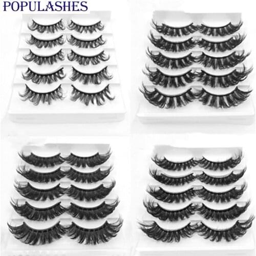 5 Pairs Faux Mink Eyelashes Dramatic Long Lashes Natural Thick Fake Eye Lash Extensions Soft