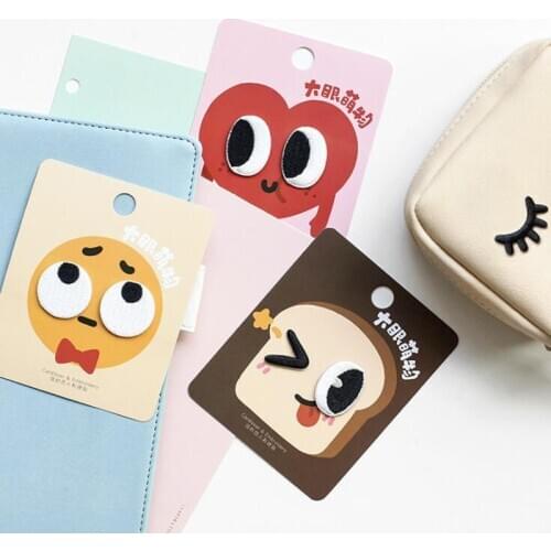 AHYONNIEX 1 Pair Eyes Embroidery Repair Patches Bag Jacket Jeans Cartoon Iron On Patches for Clothes Small Glue Sticker