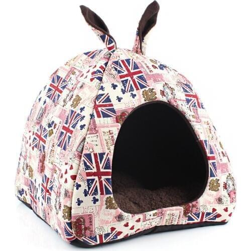 Fine joy Pet Accessories Cross Printed Soft Dogs Houses Folded Square Line Wool Cat Sleeping Mats Warm Winter Cute Pet Sofas