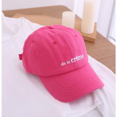 Soft Top Baseball Cap Street Wild Letter Embroidery Sunshade Hat Tide Men and Women Couple Rose Red Student Caps